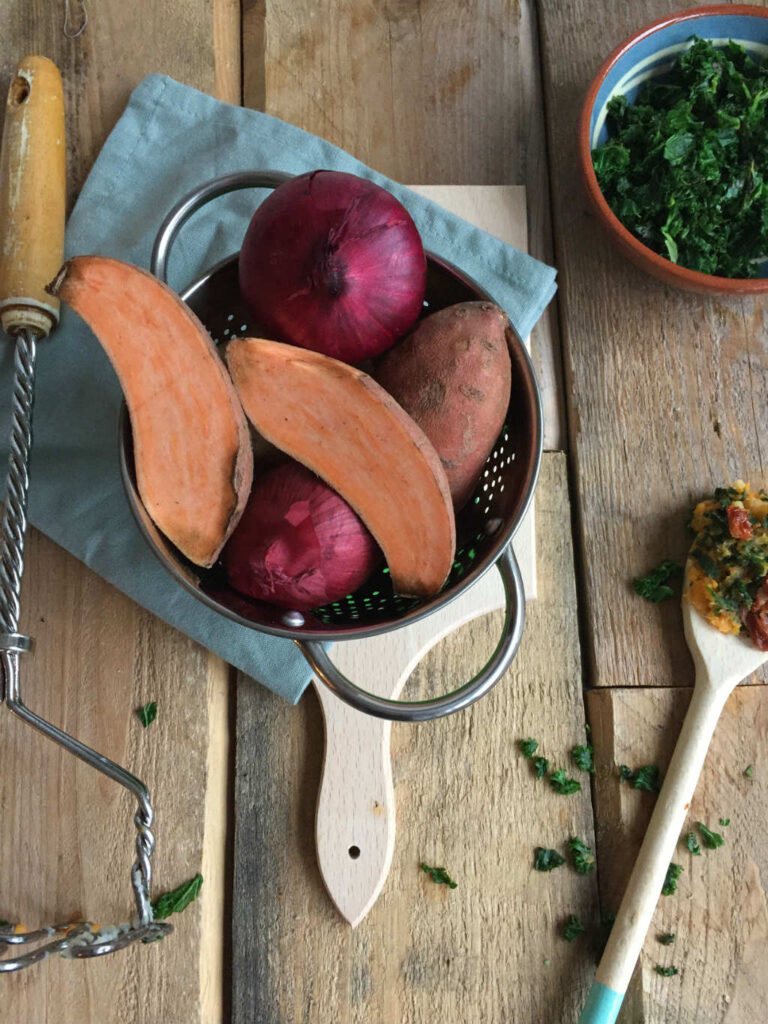Boerenkool stamppot met zoete aardappel