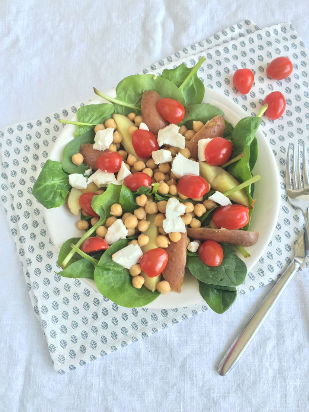 aardappel spinazie salade