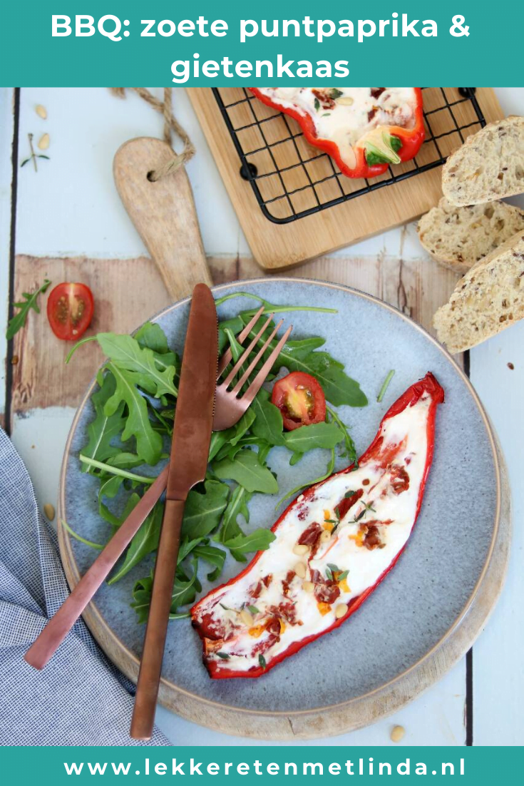 Vegetarisch barbecue recept: zoete puntpaprika met geitenkaas