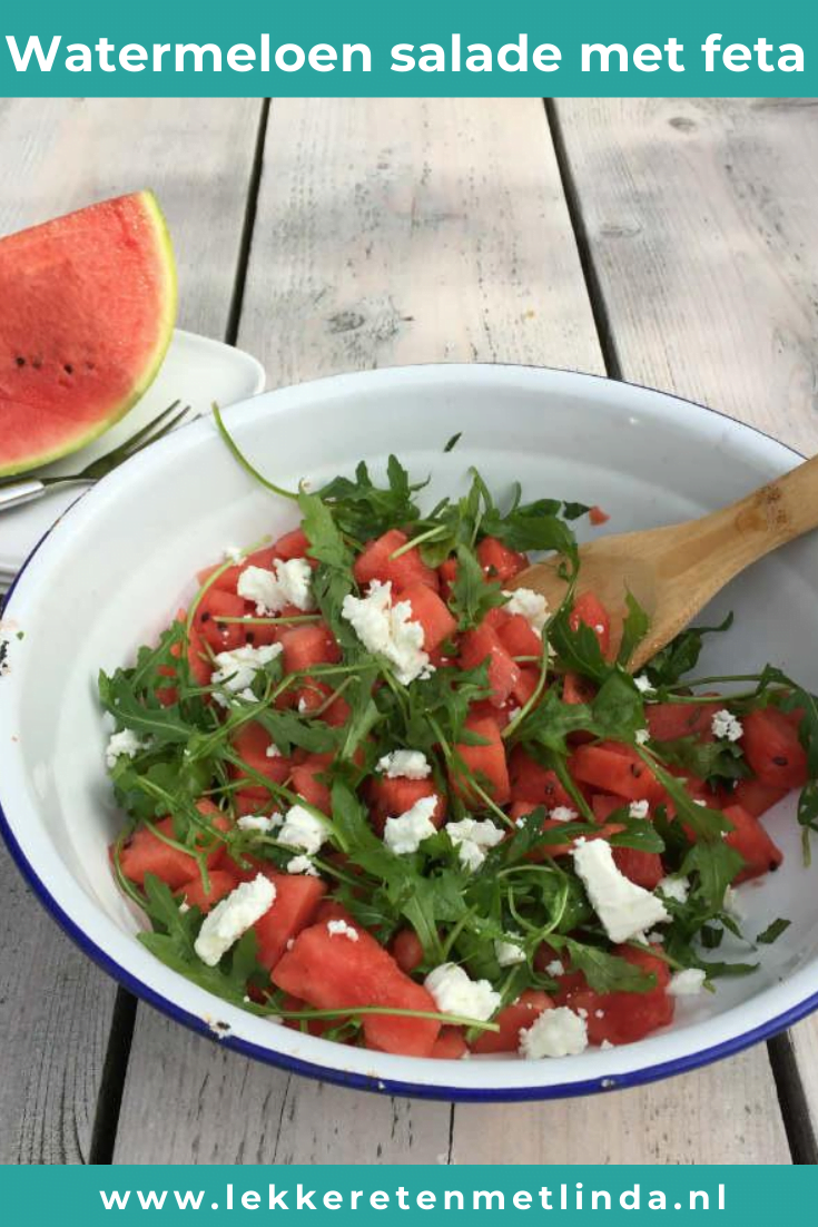 Watermeloen salade met feta en rucola