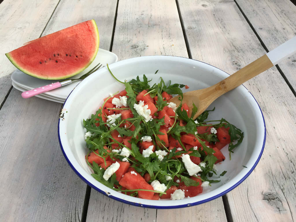 Watermeloen salade met rucola