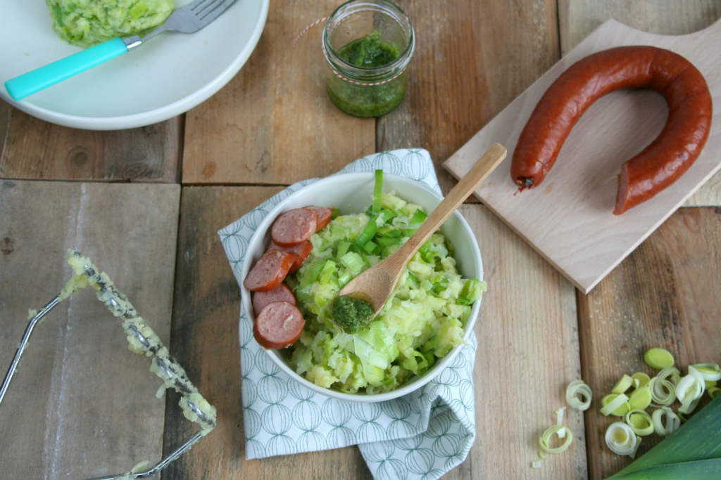Preistamppot met pesto