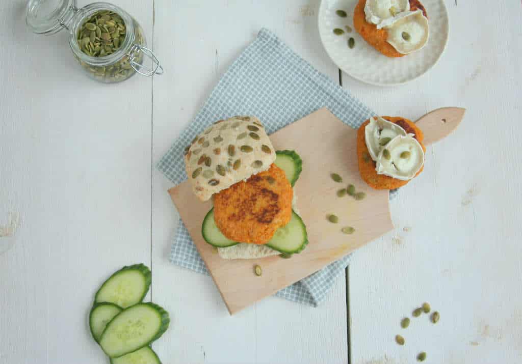 zoete aardappel burgers