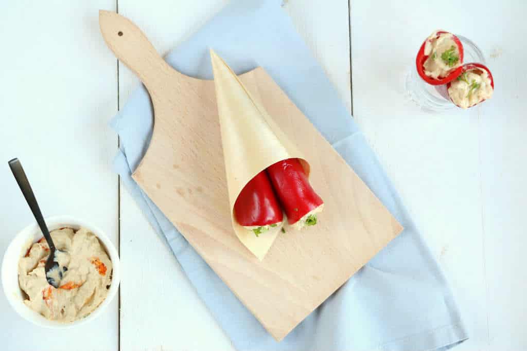 snack paprika met hummus