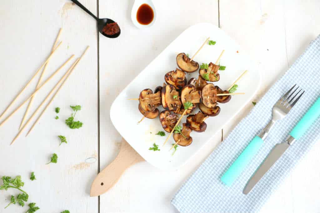 pittige champignons van de bbq