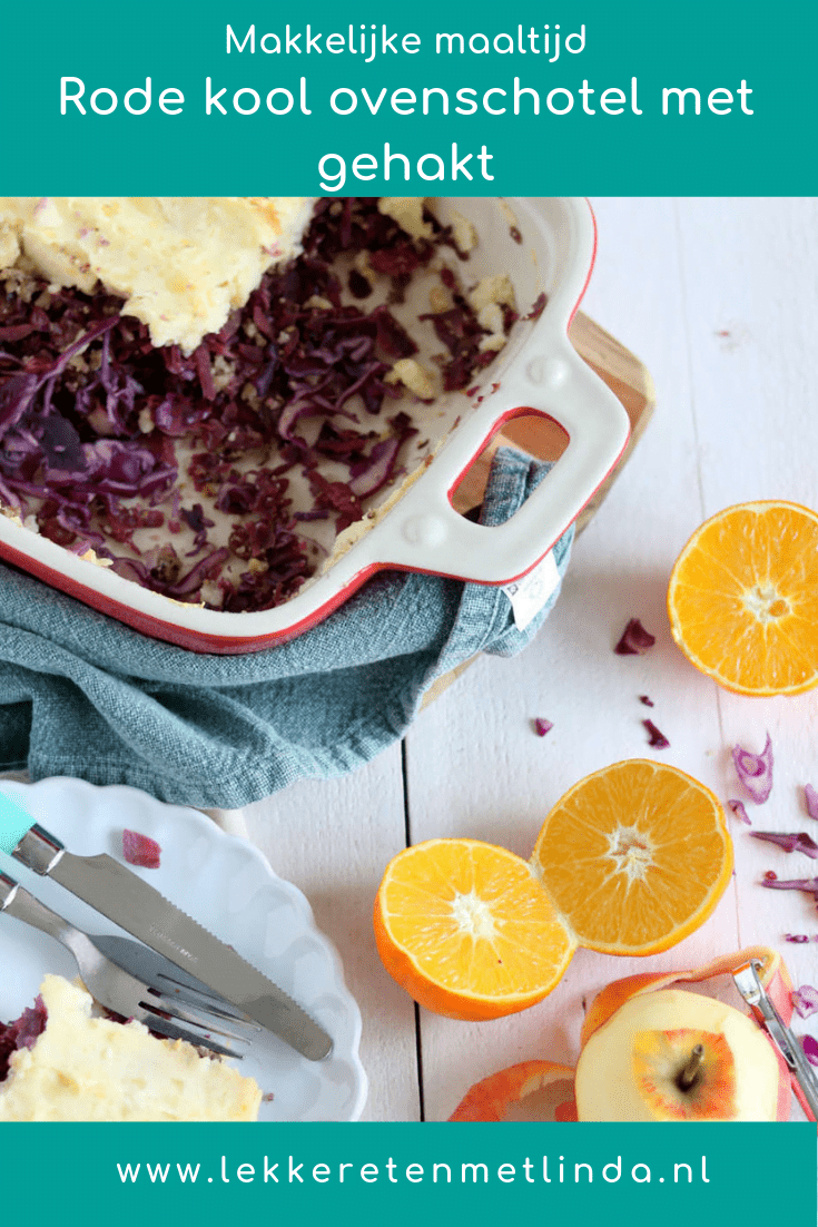 Ovenschotel rode kool met gehakt. Liever een vegetarische ovenschotel? Vervang het gehakt dan door meer linzen. Klik snel op de foto voor het recept en de bereiding. #rodekool
