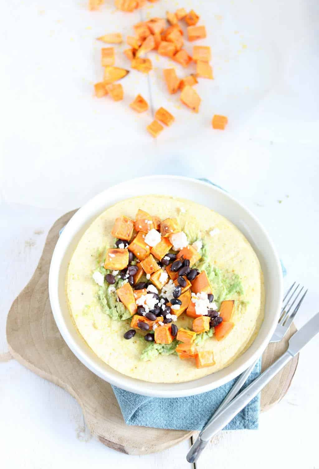 Wraps met zoete aardappel en avocado