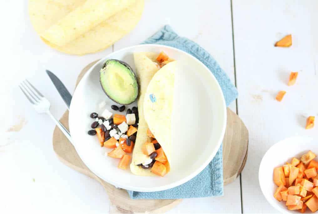 Wraps met zoete aardappel en avocado