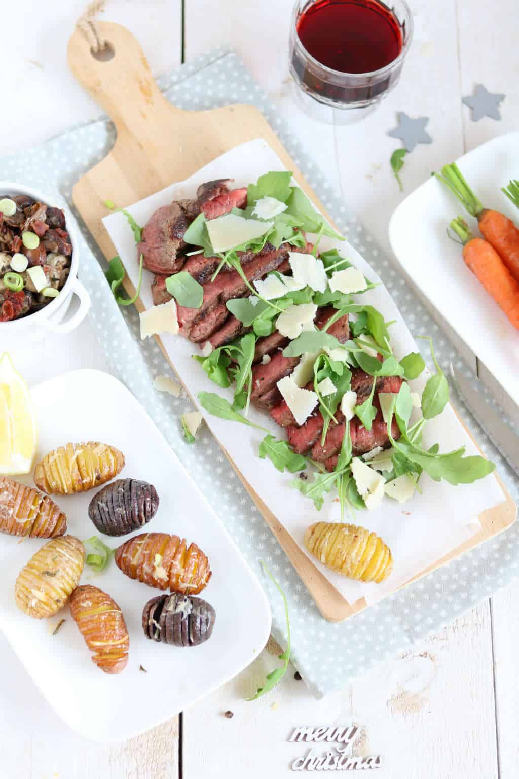 Biefstuk tagliata met rucola