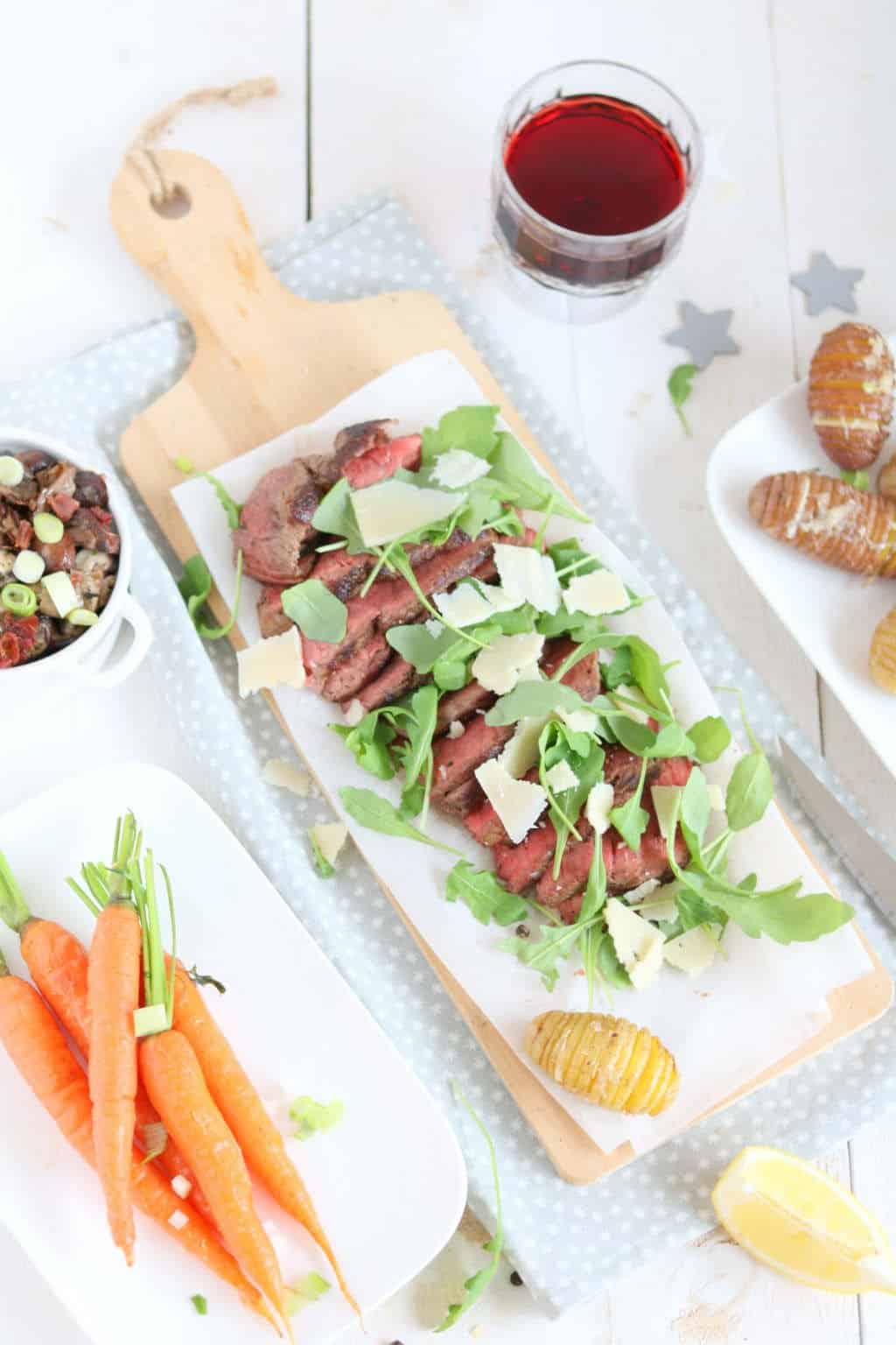 Biefstuk tagliata met rucola
