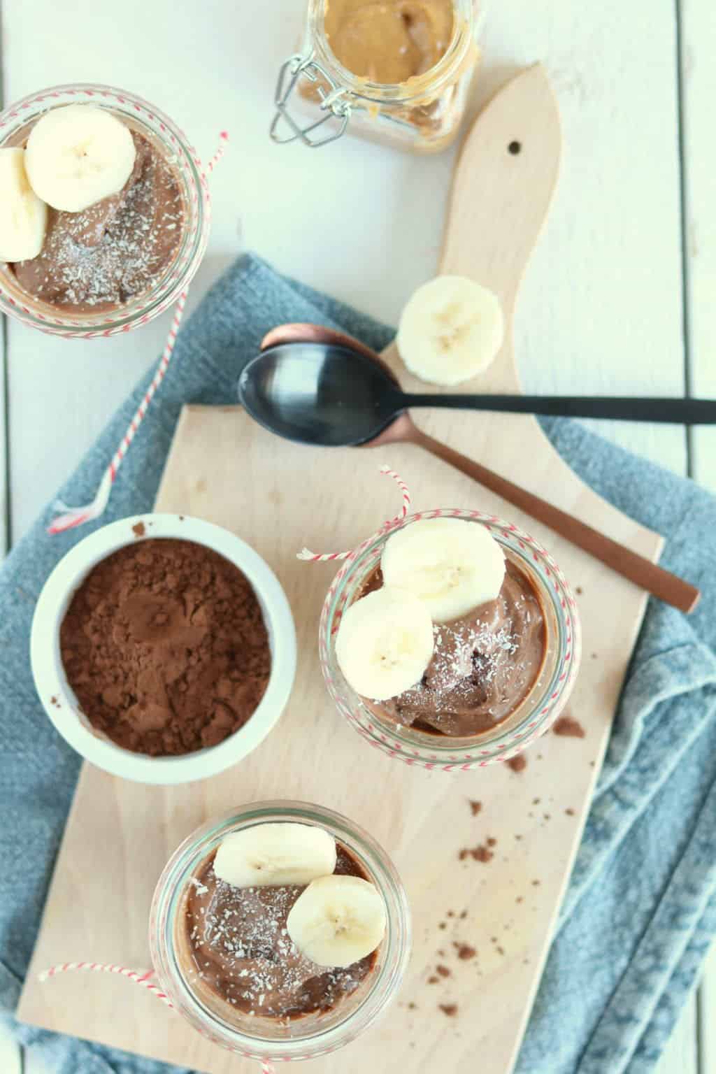 Chocolade pindakaas bananenijs 