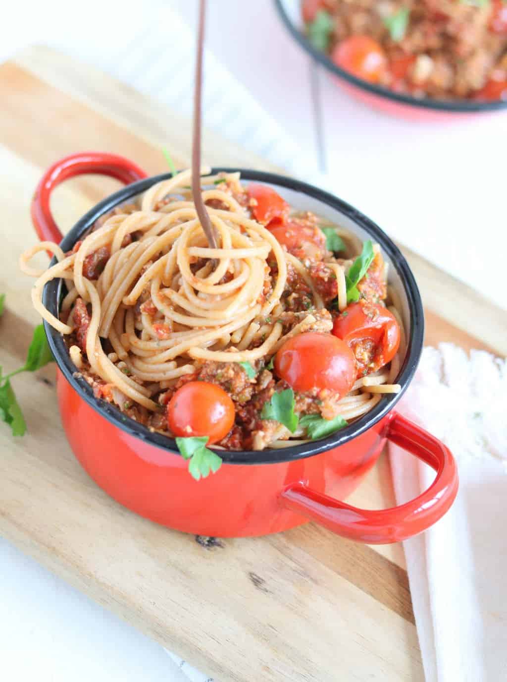 Spaghetti met champignonsaus