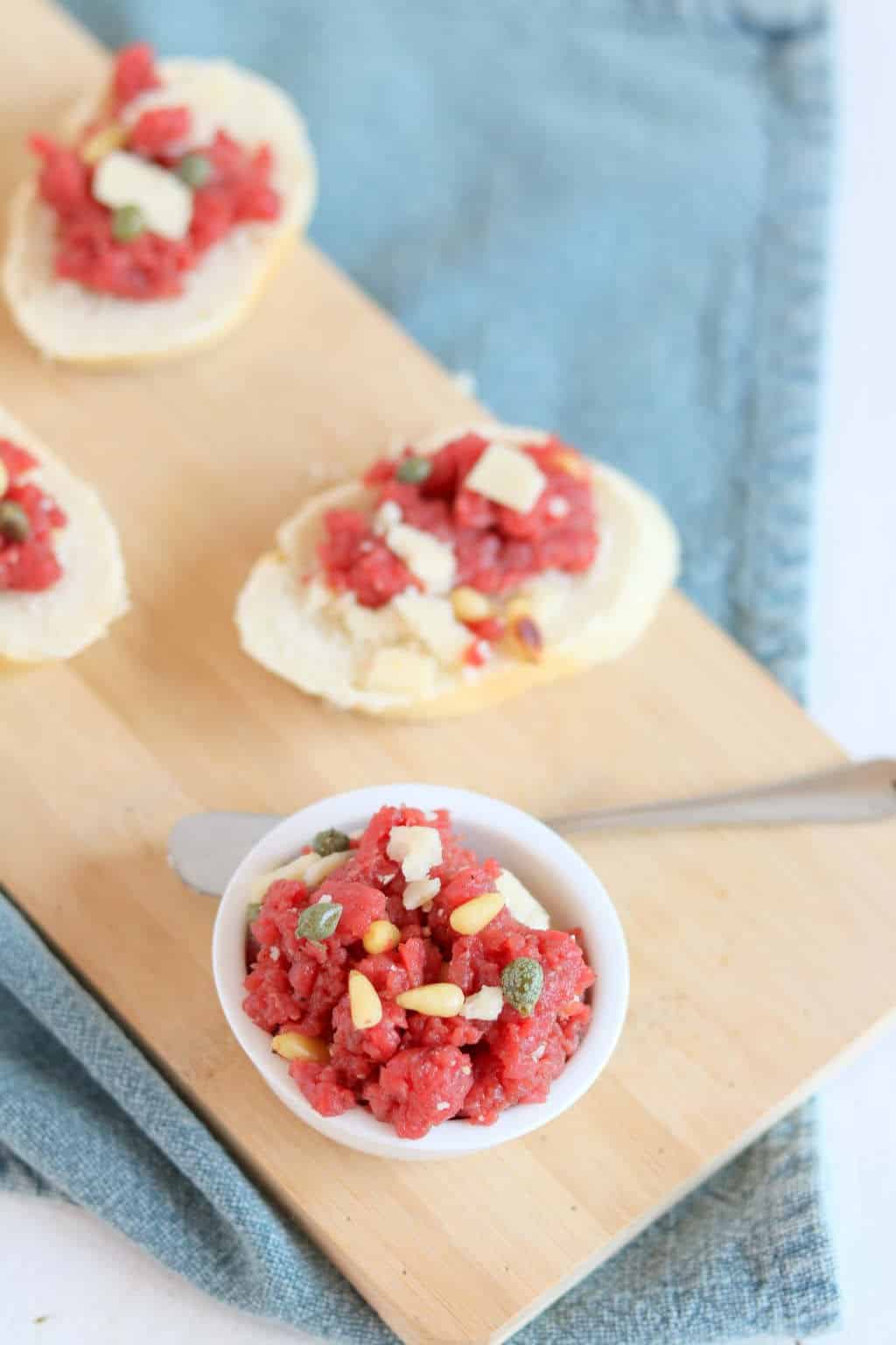 Zelf carpaccio tapenade maken