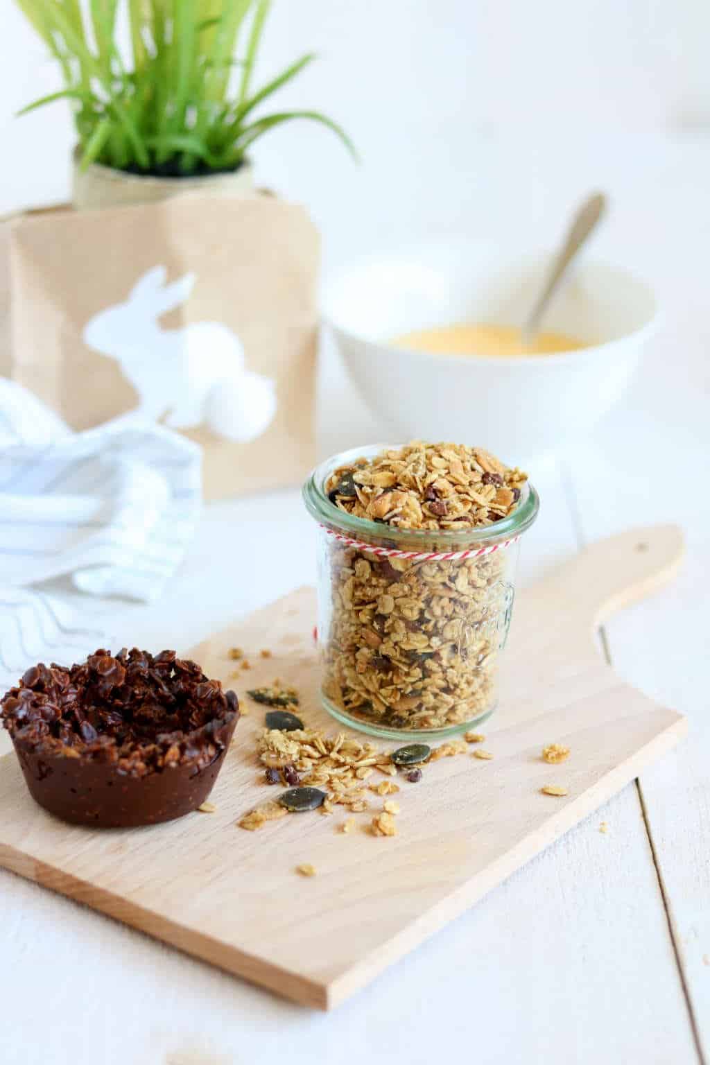 Chocolade nestjes met mango yoghurt 