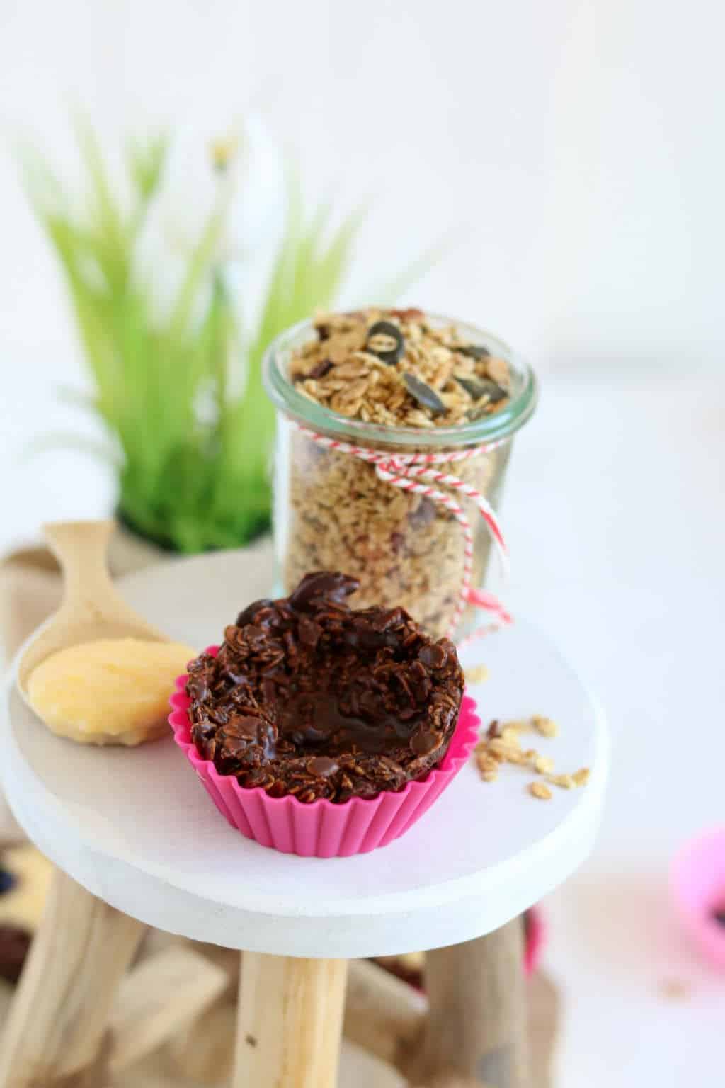 Chocolade nestjes met mango yoghurt 