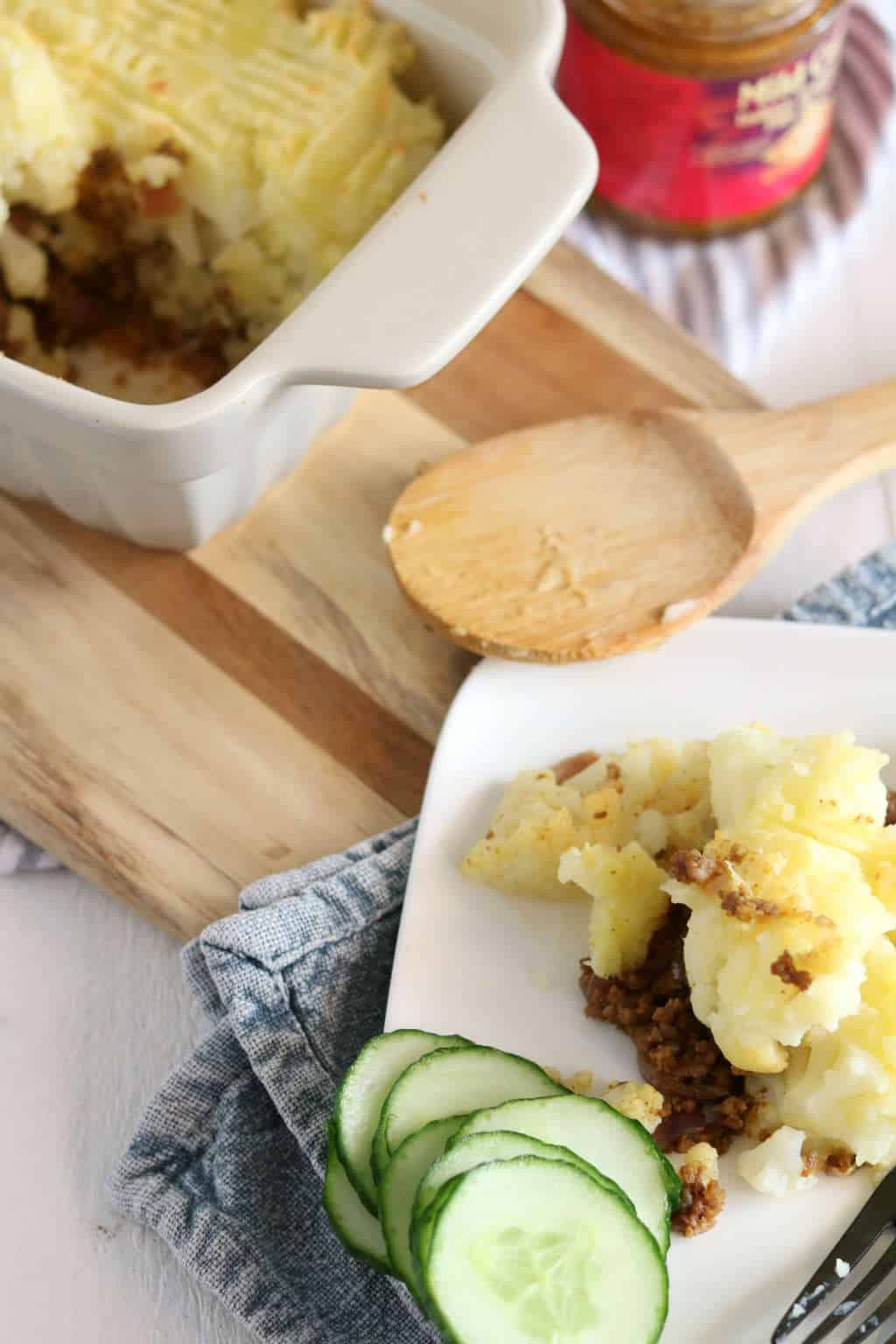 ovenschotel met bloemkool, gehakt en milde curry 
