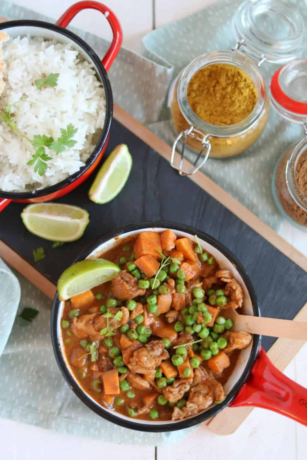 kip curry met zoete aardappel
