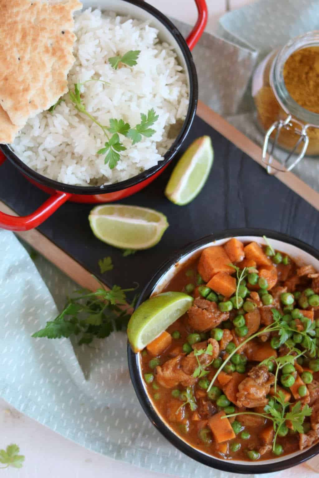 kip curry met zoete aardappel
