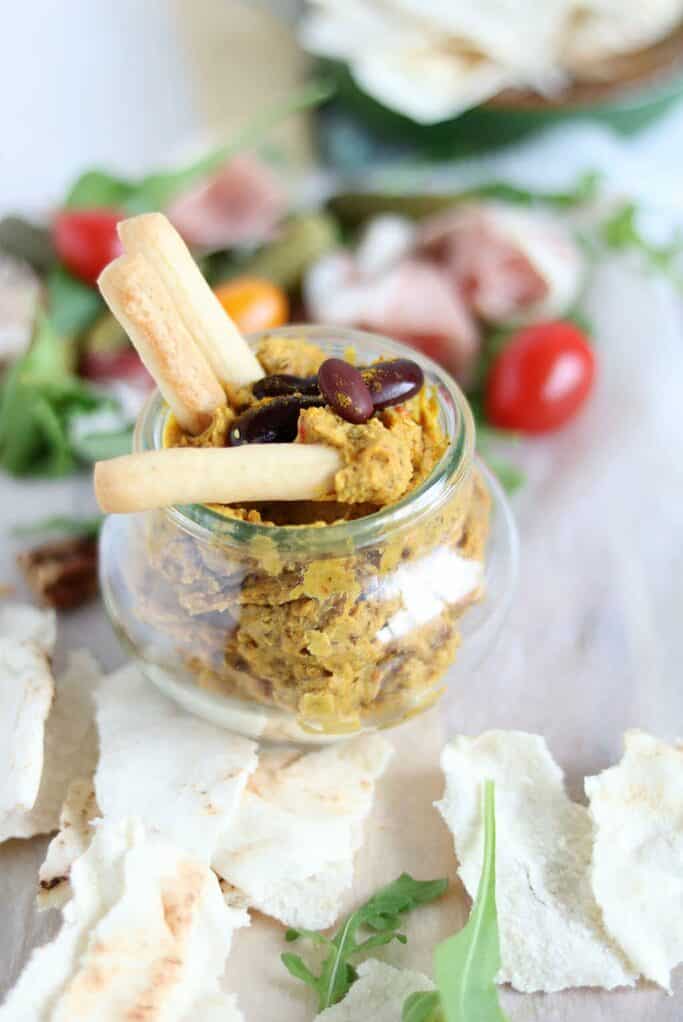 Zoete aardappel rode kidneybonen dip