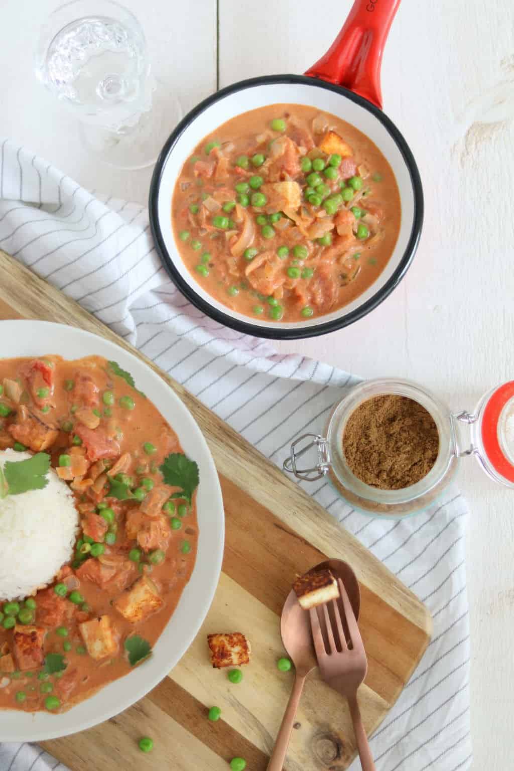 Vegetarische curry met paneer 