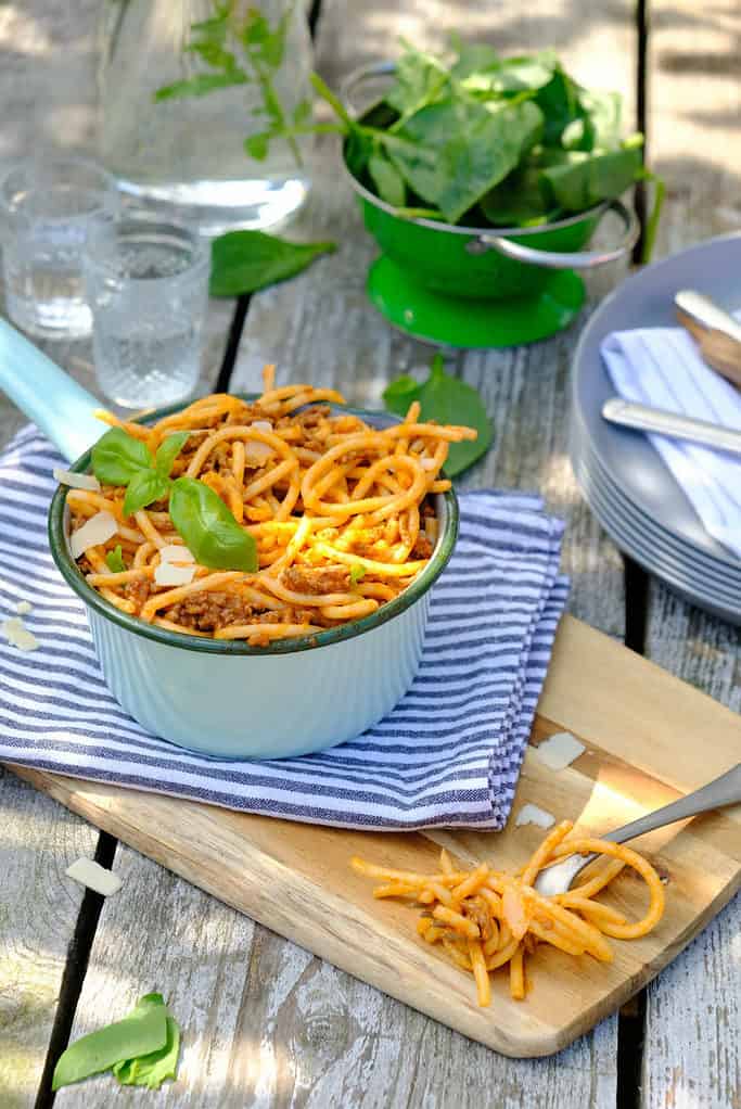 Bolognese saus op de camping. Camping recepten