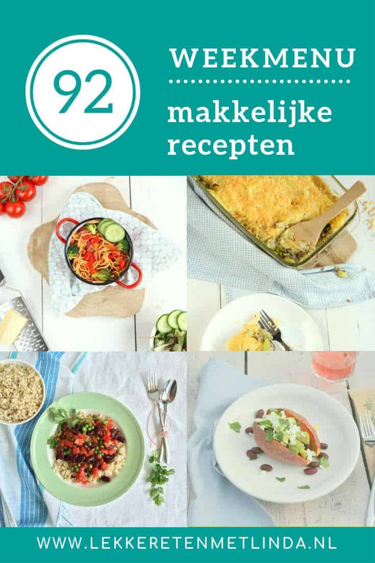 Weekmenu 92 makkelijke recepten