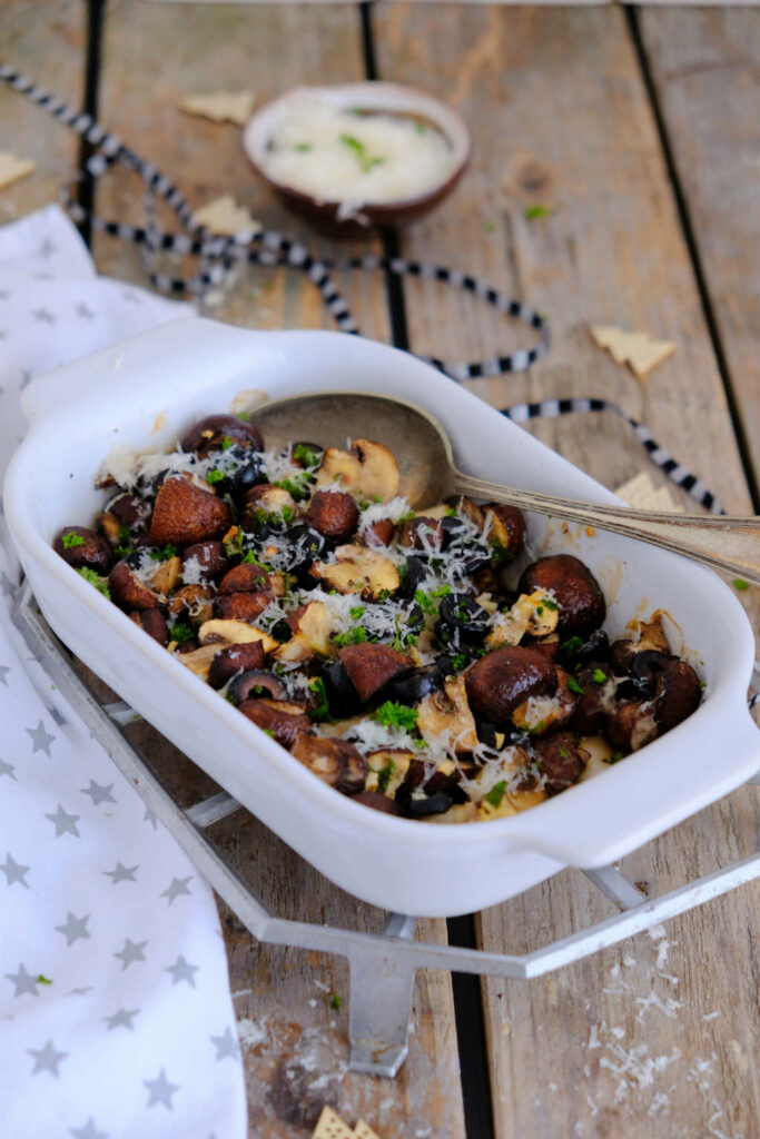 Geroosterde champignons uit de oven, een bijgerecht voor vlees of vis.