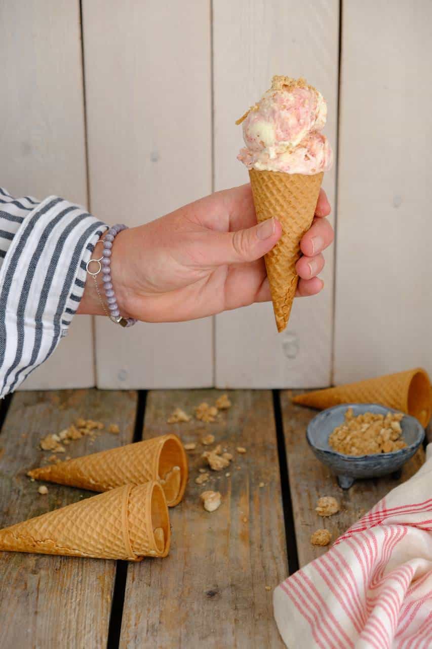 Cheesecake ijs met frambozen