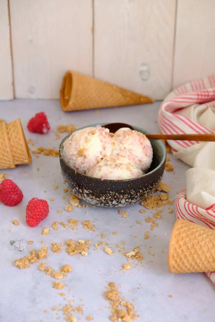 Cheesecake ijs met frambozen