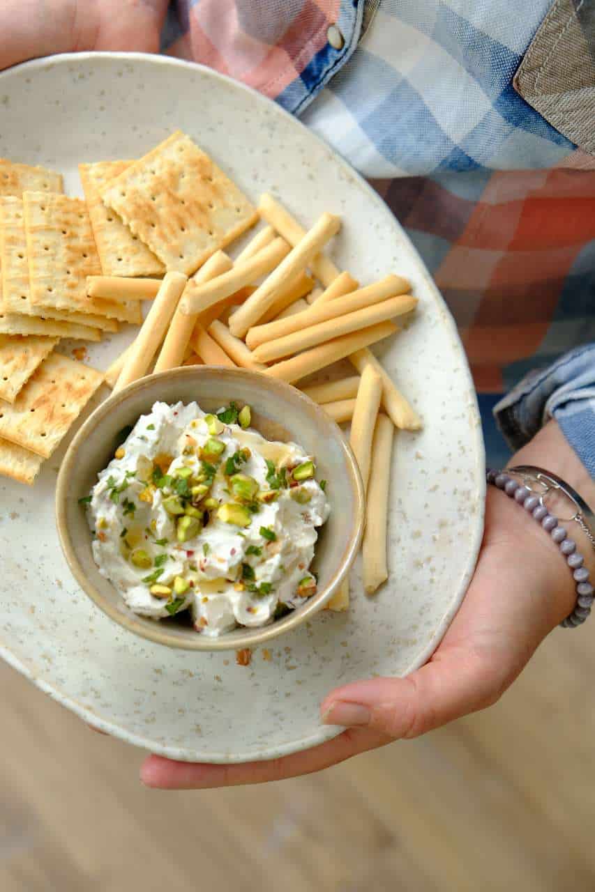Geitenkaas dip met pistache
