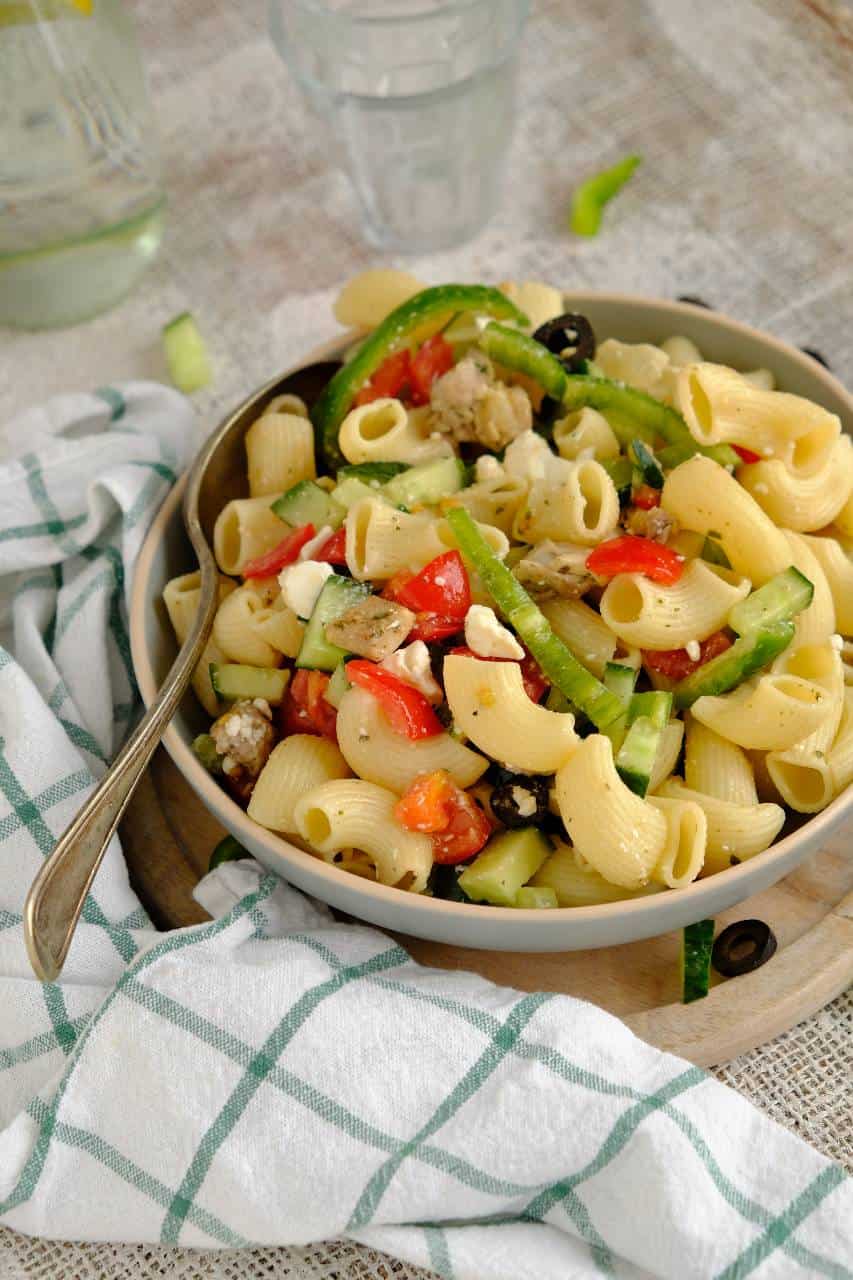 Griekse kip pasta salade 