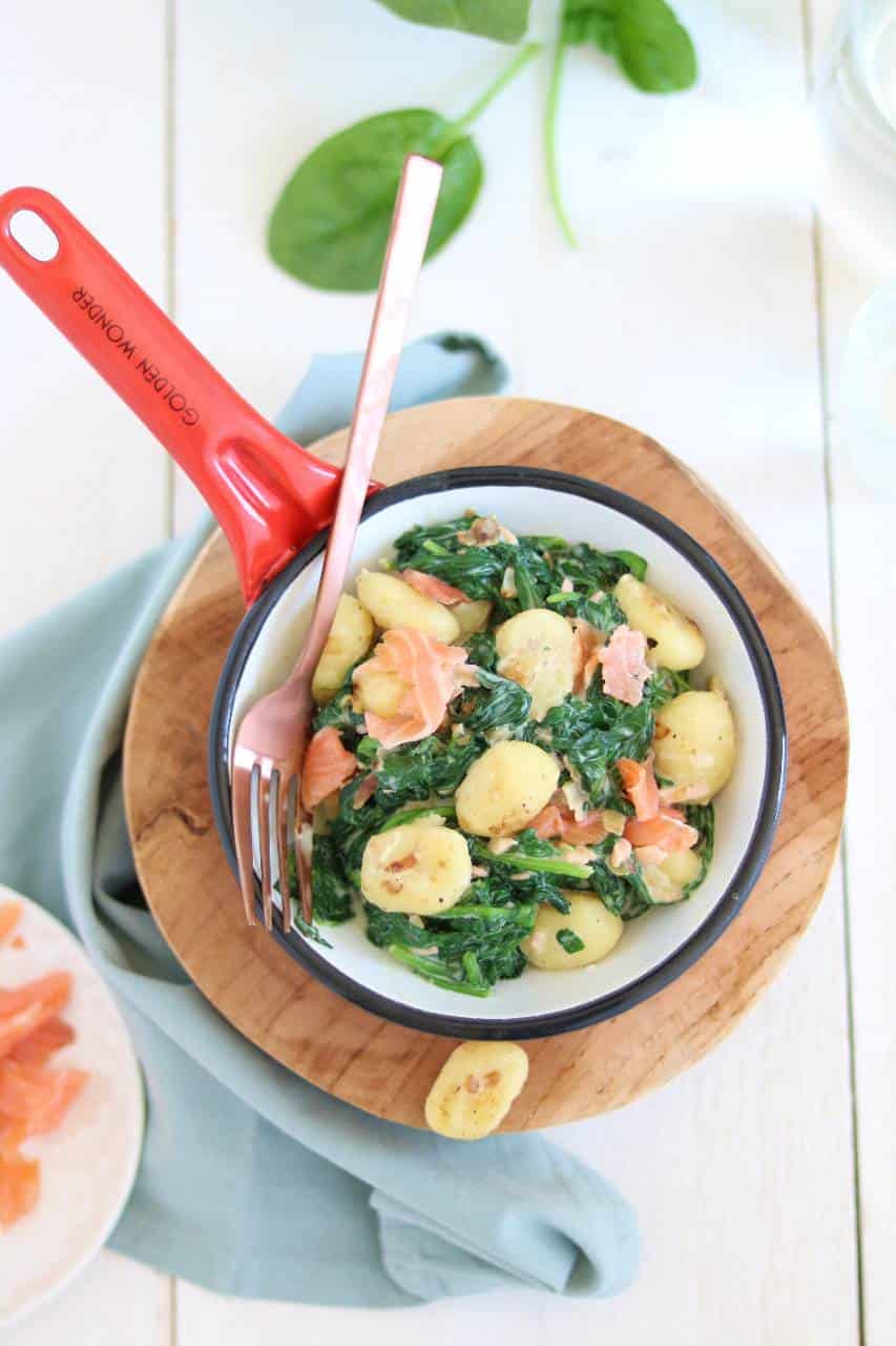 Gnocchi met spinazie en zalm