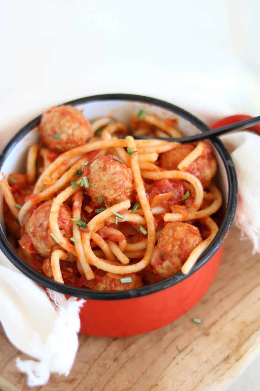 Spaghetti met verse worst
