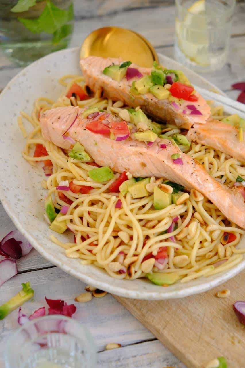 Zalm met pasta