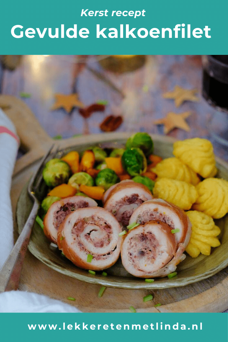Gevulde kalkoenfilets is een ideaal recept voor kerst. Je kunt de kalkoen garen in de oven. Dit kalkoenfilet kan ook niet mislukken. #kalkoen #kerst 