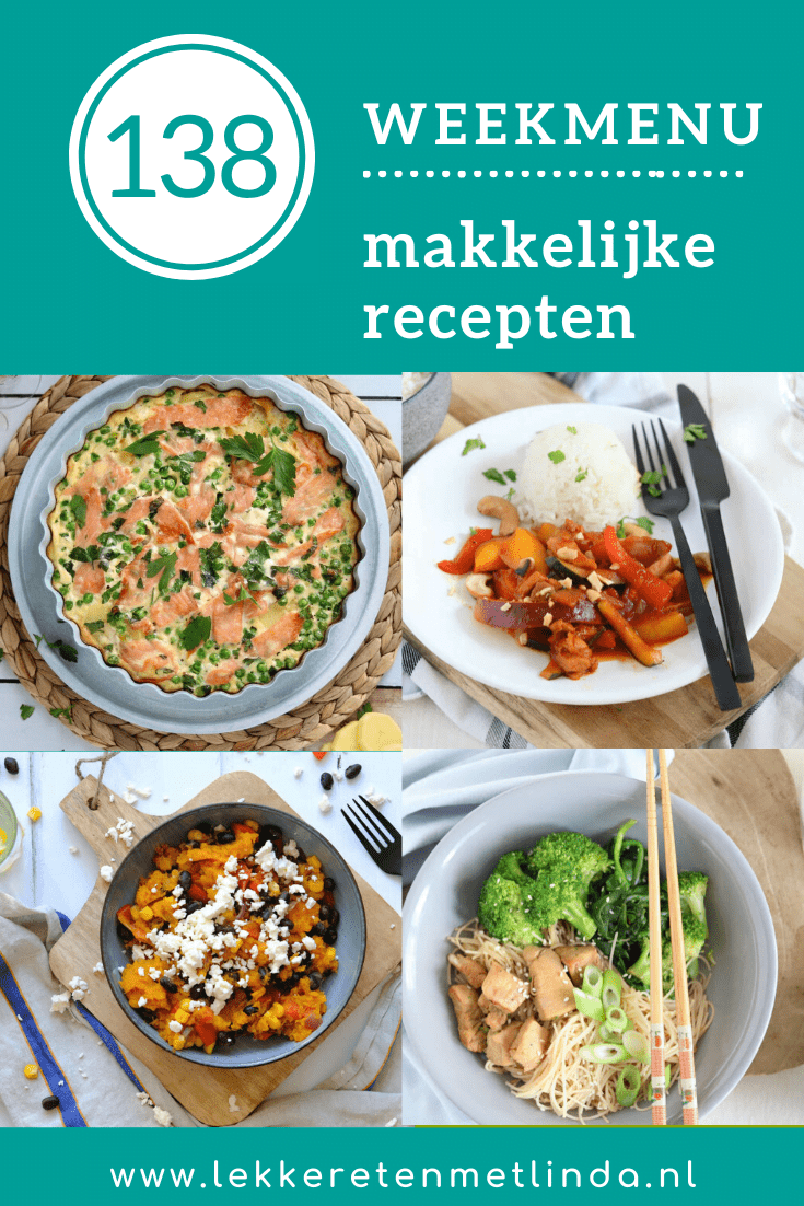 Weekmenu 138 makkelijke recepten voor het hele gezin met deze week lekkere voedzame gerechten voor het nieuwe jaar van kip pilav, een stamppot met zoete aardappel, bonen en feta en een frittata met gerookte zalm. #weekmenu