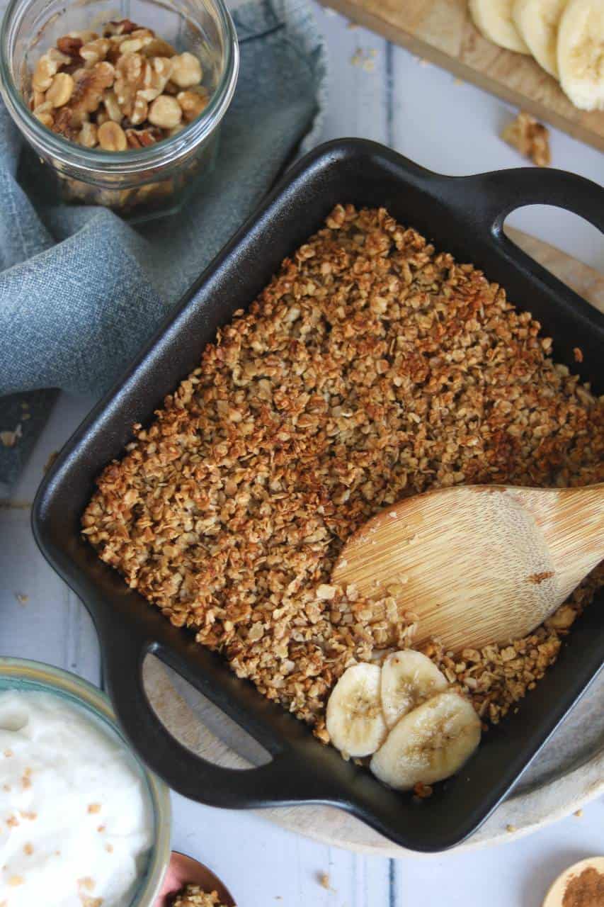 Bananen crumble met kwark