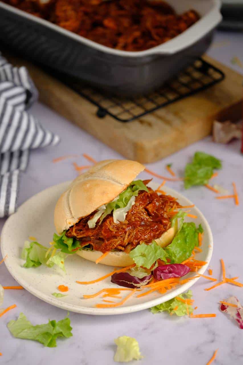 Pulled chicken uit de oven