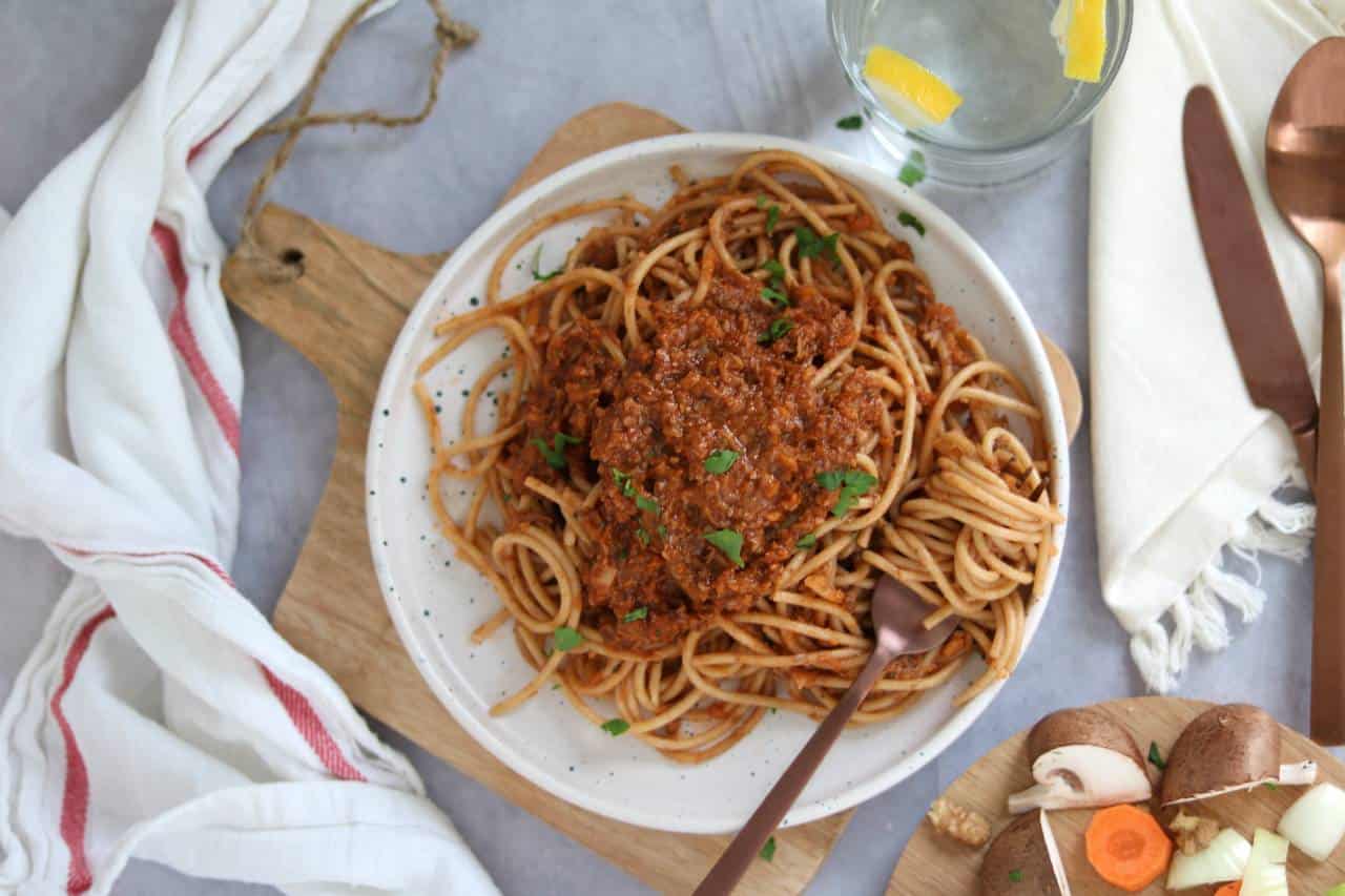 Vegetarische bolognese pasta