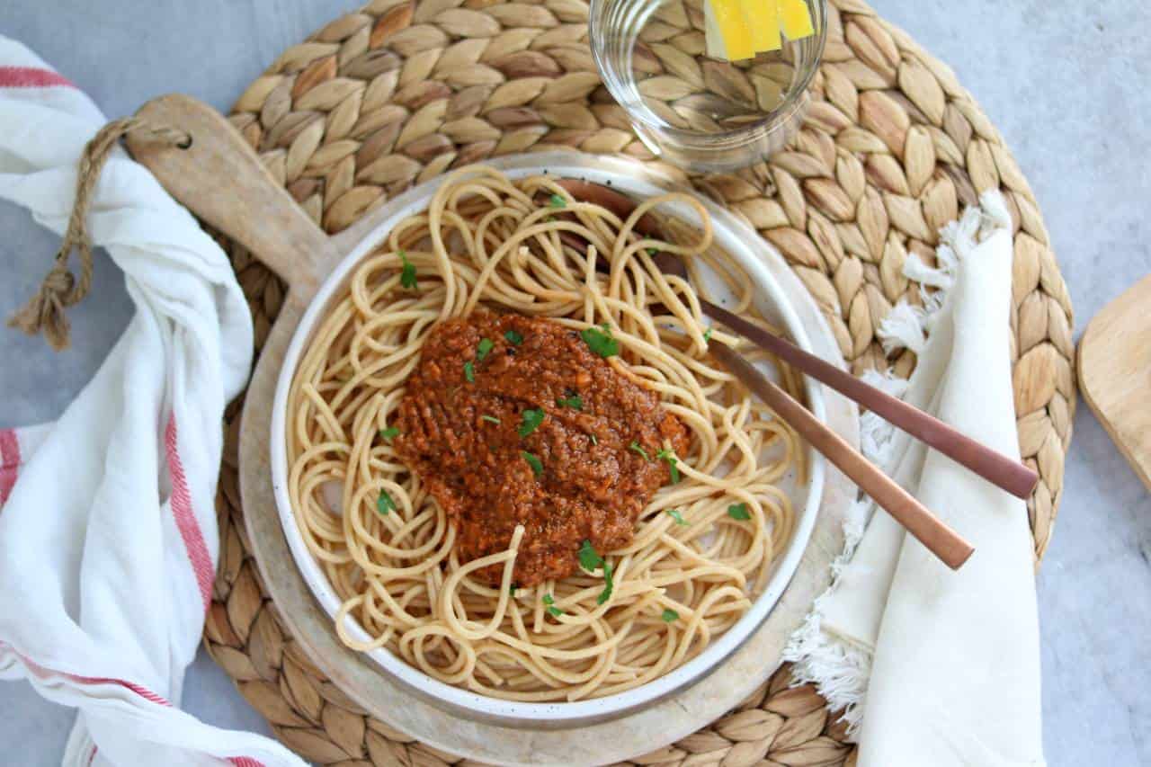 Vegetarische bolognese pasta