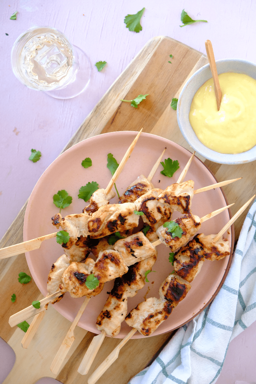 Kip spiesjes met mango dip
