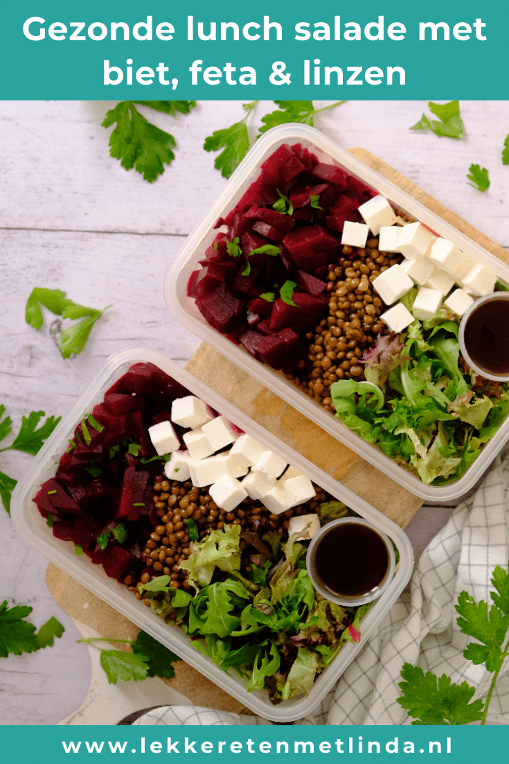 Gezonde lunch salade recept voor mee te nemen naar het werk.
