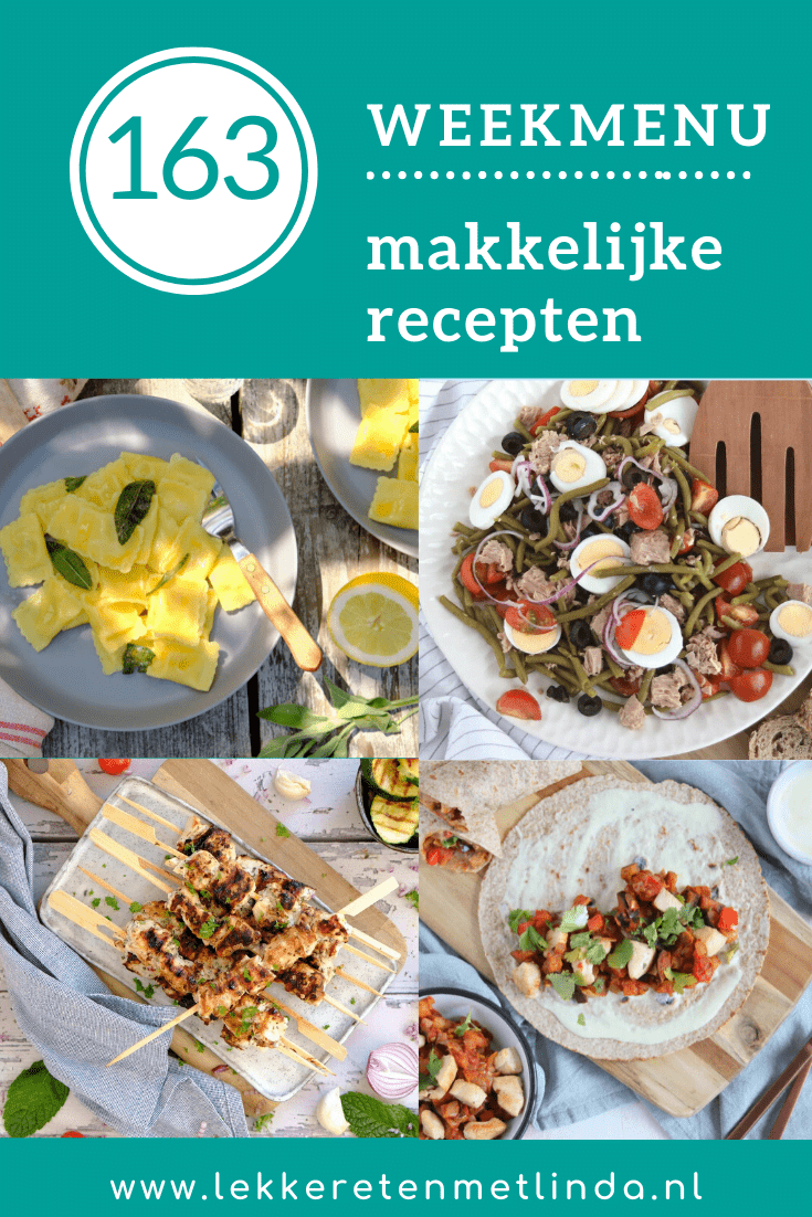Weekmenu 163 met makkelijke recepten geschikt voor het hele gezin