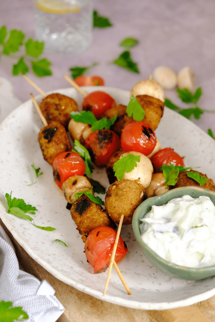 Vegetarische spiesjes met tzatziki