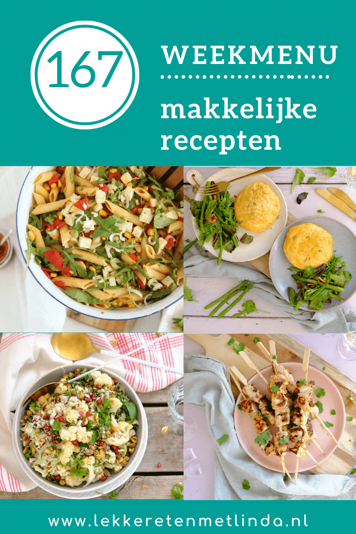 Weekmenu recepten editie 167. Inspiratie voor het avondeten voor het hele gezin
