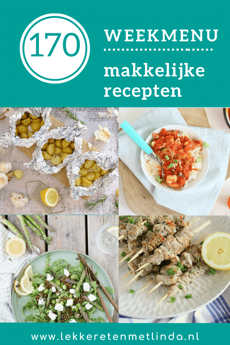 Weekmenu recepten editie 170 met makkelijke recepten voor het avondeten