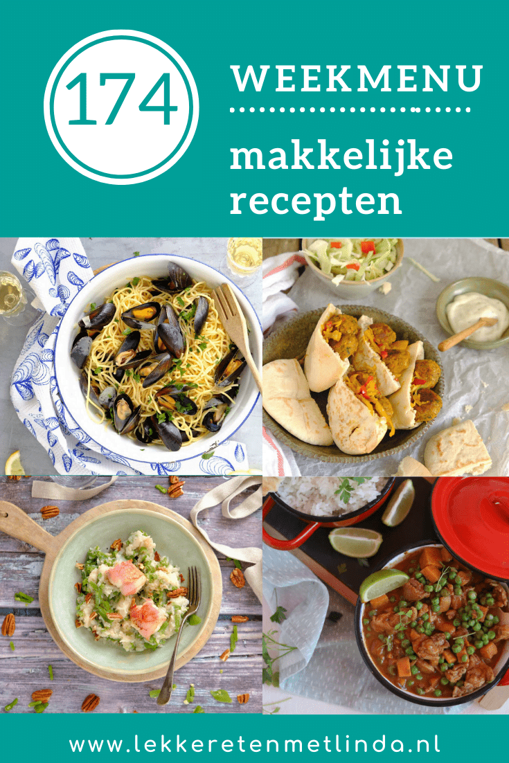 Weekmenu recepten voor het avondeten