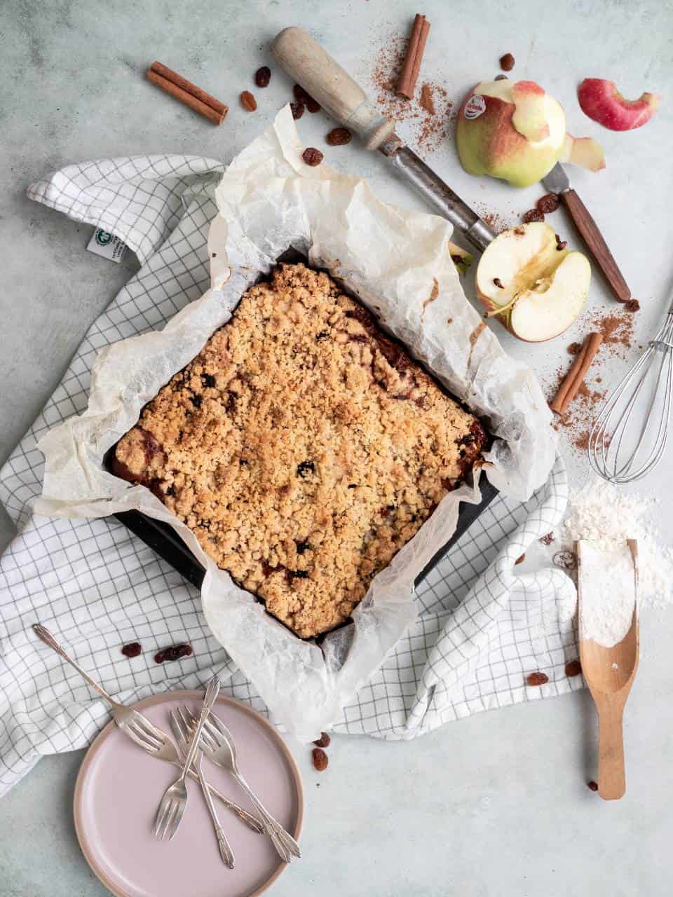Apple crumble plaatcake