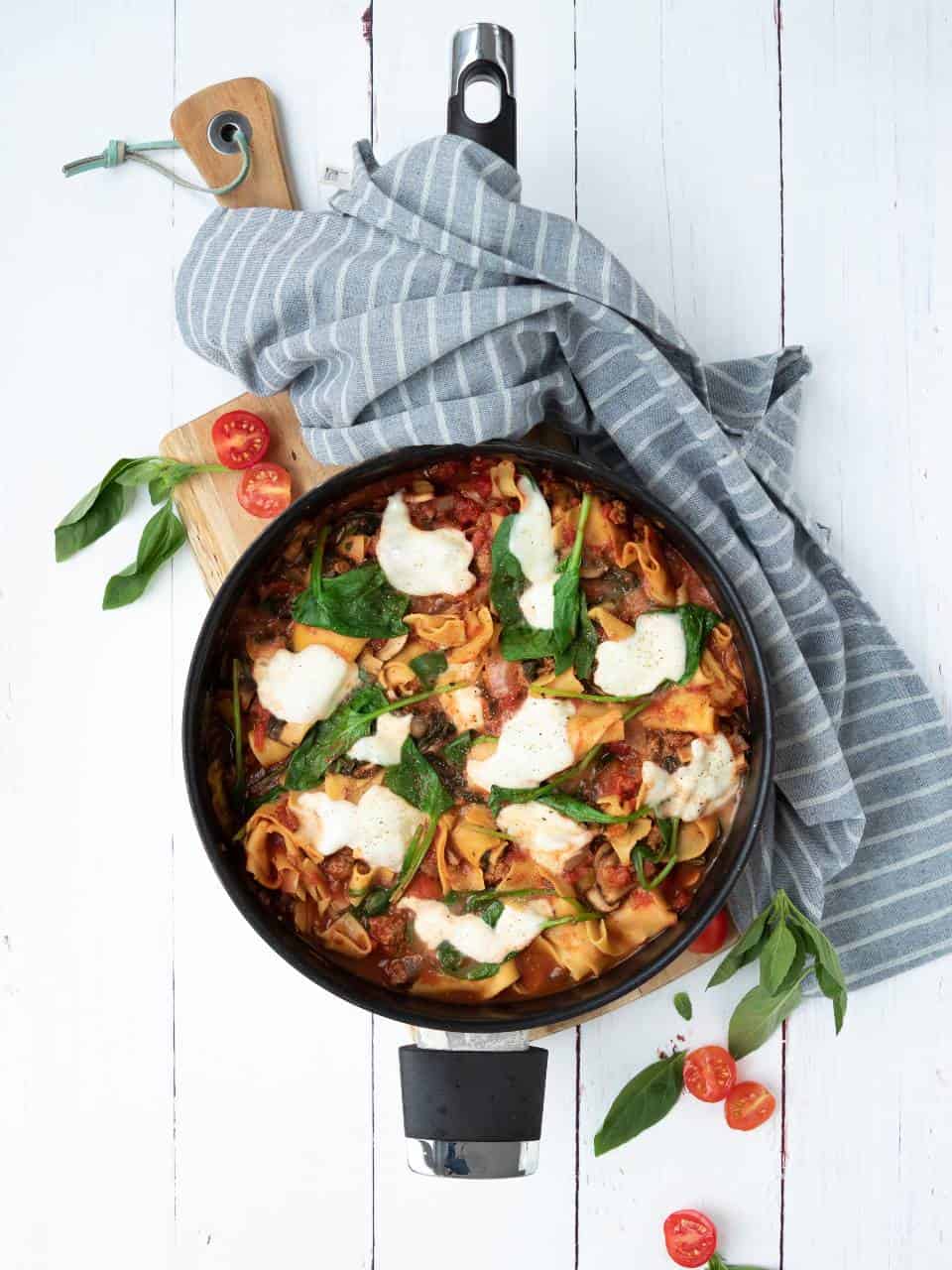 Vegetarische lasagne uit de pan
