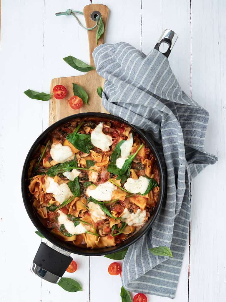 Vegetarische lasagne uit de pan